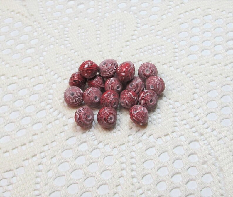 Paper Beads Loose Handmade Jewelry Supplies Jewelry Making Bicone Country Red Paisley