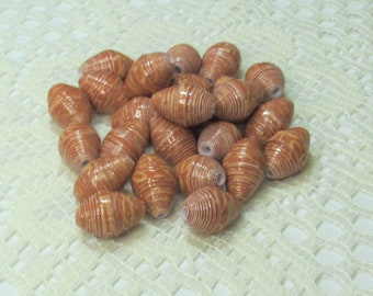 Paper Beads, Loose Handmade Jewelry Making Paper Crafting Barrel Chunky Fall