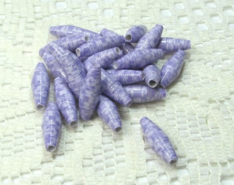 Paper Beads, Loose Handmade Jewelry Making Supplies Craft Supplies Two Tone Purple Stripes