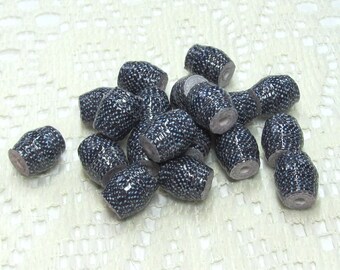 Paper Beads, Loose Handmade, Jewelry Making Supplies, Shorty Barrel, Blue Denim