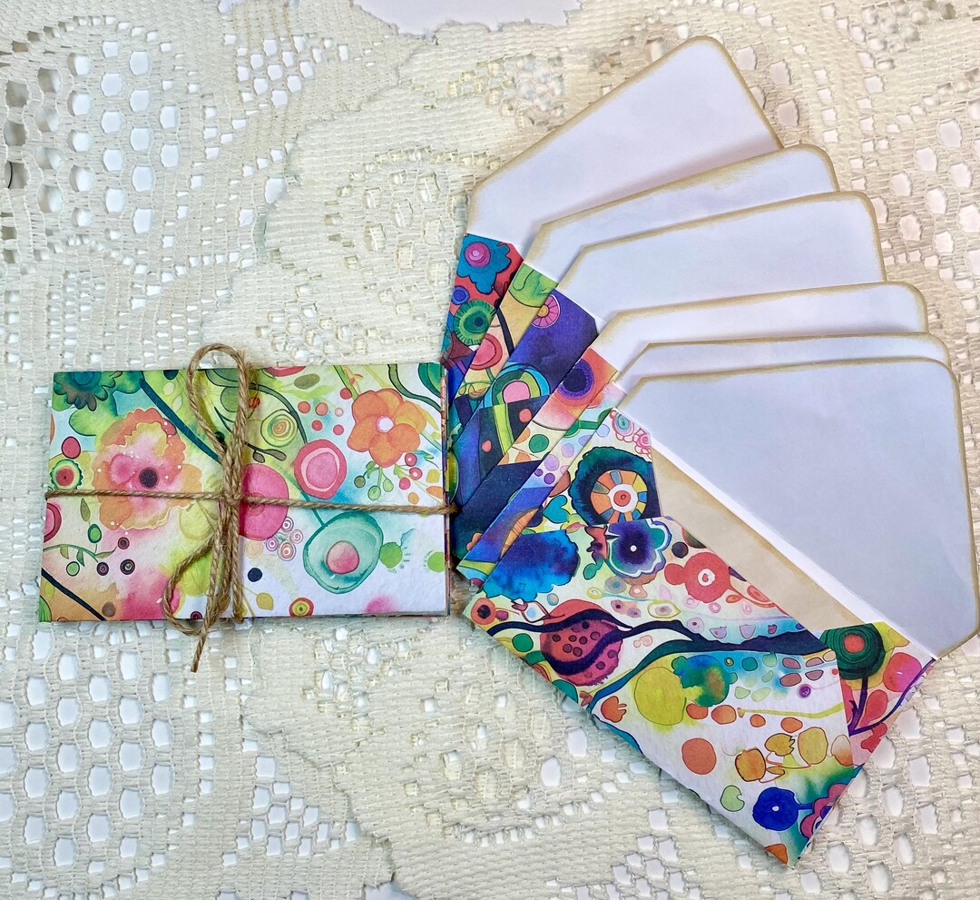 Handmade Mini Envelopes, Whimsy Floral, Junk Journal Ephemera, Set of 6 ...