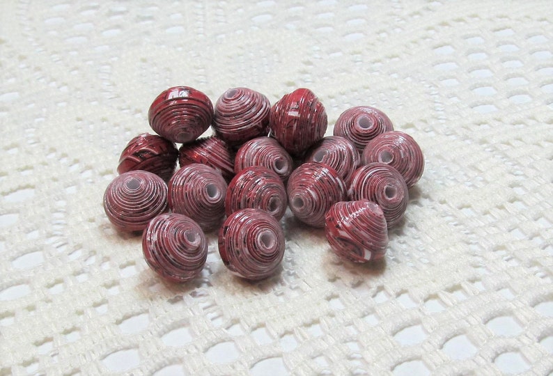 Paper Beads Loose Handmade Jewelry Supplies Jewelry Making Bicone Country Red Paisley