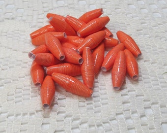 Paper Beads, Loose Handmade Jewelry Making Supplies Craft Supplies Textured Orange