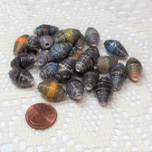 Paper Beads, Loose Handmade Jewelry Supplies Jewelry Making Barrel Halloween Spider Webs in Moonlight image 7