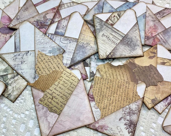 Vintage Floral Journal Pockets, Handmade Tuck-ins, Scrapbook Ephemera ...