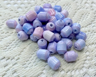 Handmade Lavender and Pink Ombre Paper Beads: Spacer Beads, Set of 50