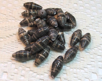 Paper Beads, Loose Handmade, Jewelry Making Supplies, Fall Leaves in Sepia