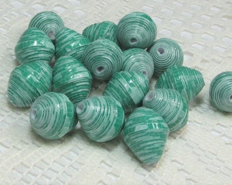Paper Beads, Loose Handmade Jewelry Making Supplies Craft Supplies Jumbo Barrel Mint Green Design