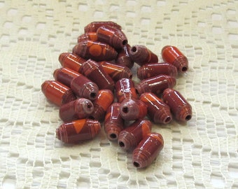 Paper Beads, Loose Handmade Jewelry Making Supplies Craft Supplies Bullet Tube Fall Leaves