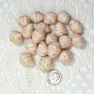 Paper Beads, Loose Handmade Jewelry Making Supplies Craft Supplies Jumbo Floral on Pink image 6