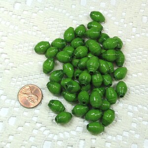 Paper Beads, Loose Handmade, Jewelry Spacers, Jewelry Making Supplies, Kelly Green image 6