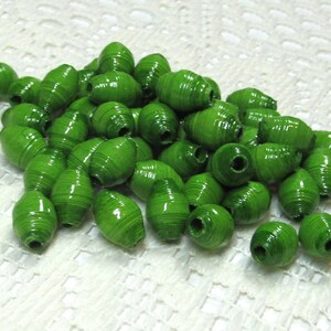 Paper Beads, Loose Handmade, Jewelry Spacers, Jewelry Making Supplies, Kelly Green image 3