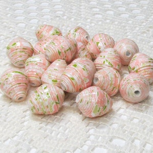 Paper Beads, Loose Handmade Jewelry Making Supplies Craft Supplies Jumbo Floral on Pink image 1