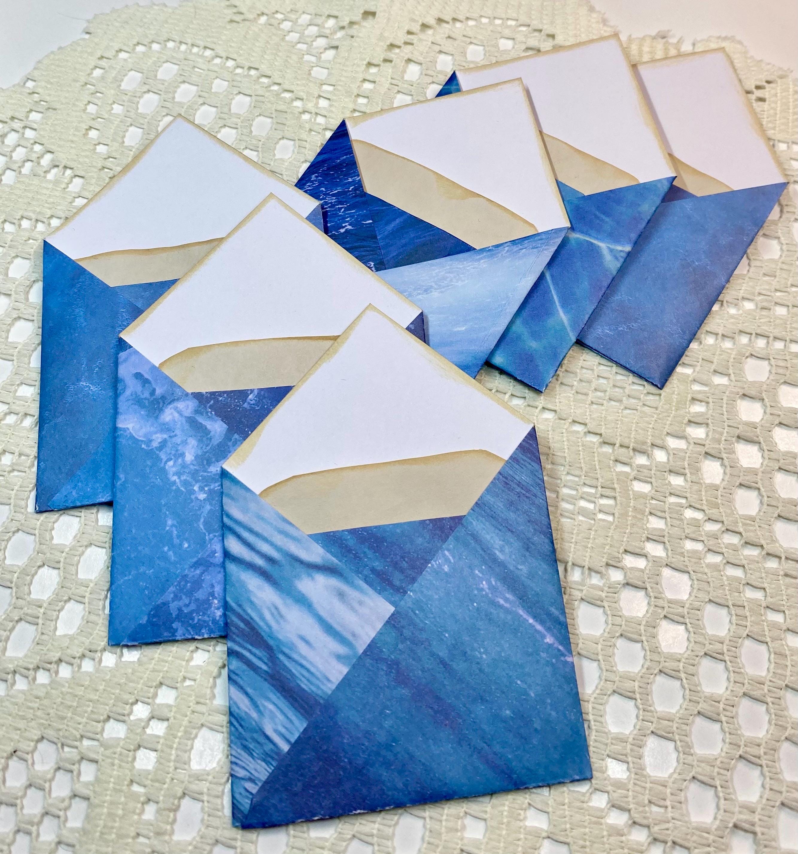 Handmade Mini Envelopes, Blue Waters, Junk Journal Ephemera, Set of 6 ...