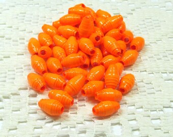 Paper Beads, Loose Handmade, Jewelry Making Supplies, Spacers, Neon Orange