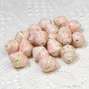 Paper Beads, Loose Handmade Jewelry Making Supplies Craft Supplies Jumbo Floral on Pink image 2