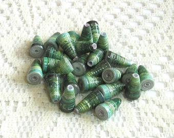 Paper Beads, Loose Handmade Jewelry Making Supplies Craft Supplies Cone Ombre Holiday Trees