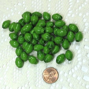 Paper Beads, Loose Handmade, Jewelry Spacers, Jewelry Making Supplies, Kelly Green image 7