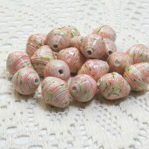 Paper Beads, Loose Handmade Jewelry Making Supplies Craft Supplies Jumbo Floral on Pink image 3