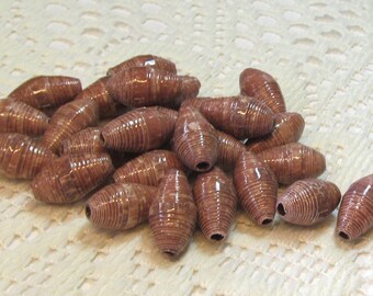 Paper Beads, Loose Handmade, Jewelry Making Supplies, Barrel Milk Chocolate Cocoa