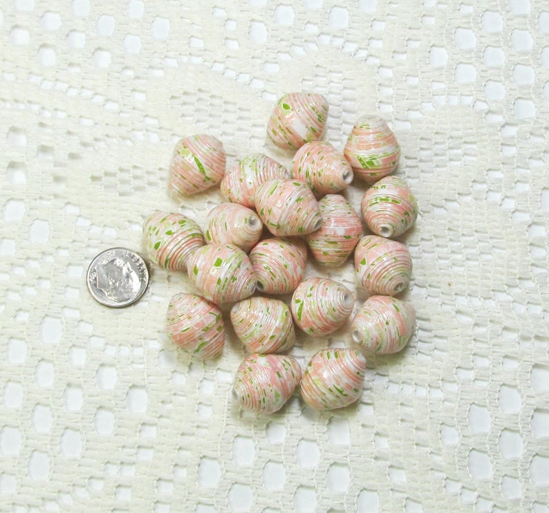 Paper Beads, Loose Handmade Jewelry Making Supplies Craft Supplies Jumbo Floral on Pink image 5
