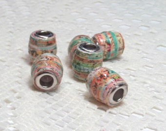 Paper Beads, European Style, Handmade Loose, Jewelry Making Supplies, Map