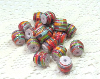 Paper Beads, Loose Handmade, Jewelry Making Supplies, Shorty Barrel,