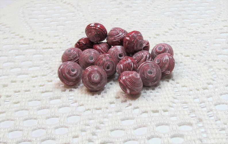 Paper Beads Loose Handmade Jewelry Supplies Jewelry Making Bicone Country Red Paisley