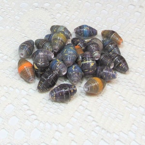 Paper Beads, Loose Handmade Jewelry Supplies Jewelry Making Barrel Halloween Spider Webs in Moonlight image 1