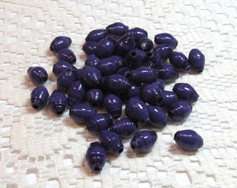 Paper Beads, Loose Handmade Spacer Beads, Jewelry Making Supplies, Deep Dark Purple