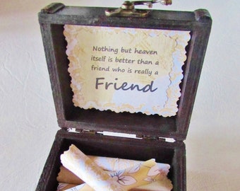 Friend Scroll Box - Sweet friendship quotes in a cute wood box - Friend Gift Idea - Friend Birthday Gift - Friend Christmas - Friend Goobye