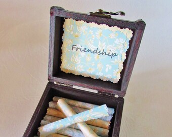 Friend Gift, Friend Going Away Gift, Best Friend Gift, Friendship Quotes in Wood Chest, Friend Jewelry Box, Best Friend Long Distance