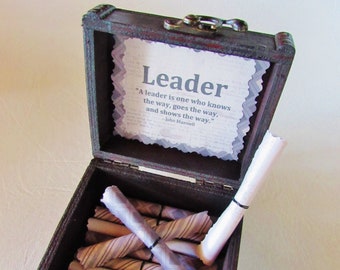 Leadership Box - Leadership Quotes in a Wood Box - boss day gift, birthday gift for male boss, birthday gift for female boss, boss gift idea