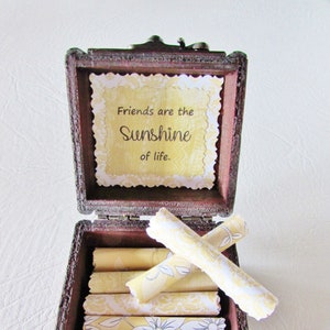 Friendship Scroll Box: Wood Keepsake Box filled with Friend Quotes