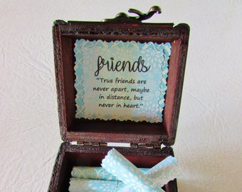 Friend Scroll Box - friendship & goodbye quotes in a wood box - Friend Goodbye Gift - Friend Long Distance Gift - Friend Moving Gift