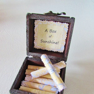 A Box of Sunshine, Sunny and Inspriational Quotes in a Wood Box, Graduation Gift, Get Well Gift, Motivational Gift, Encouragement Gift