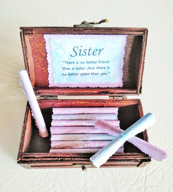 Sister Scroll Box, sister quotes in a wood box  - gift for sister - birthday gift for sister - sister long distance - big sister gift