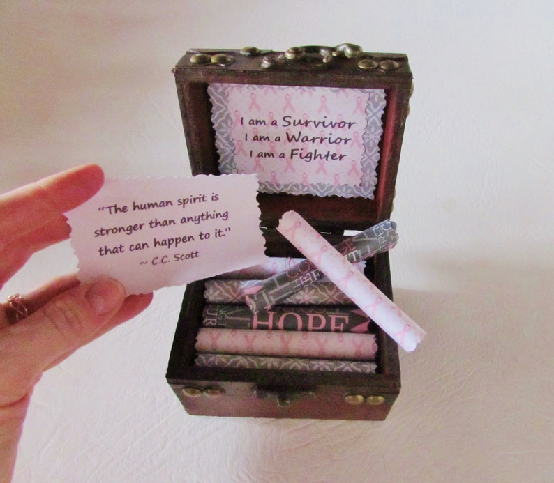 A Box of Encouragement Get Well Gift Cancer Gift Encouraging Quotes in a Wood Box Breast Cancer Quote