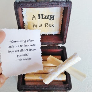 A Hug in a Box Caregiver Gift uplifting quotes in a wood box support gift caretaker gift husband cancer wife cancer image 6