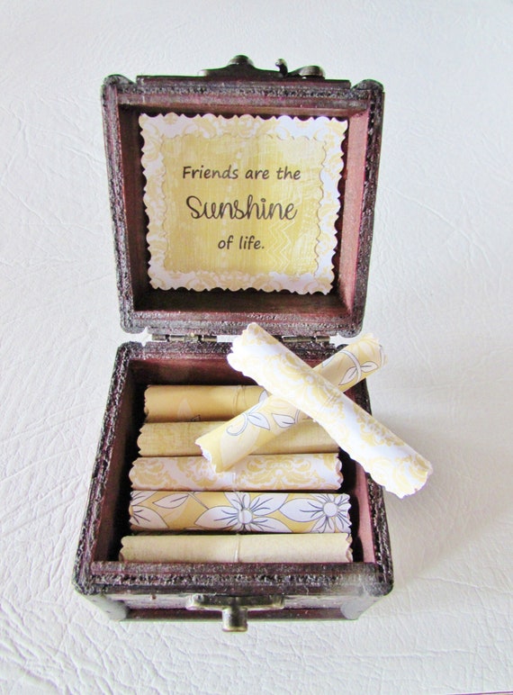 Friend Scroll Box - friendship quotes in a wood box - cute friend gift, bestie gift, friend quote, friend quote box, sunshine gift