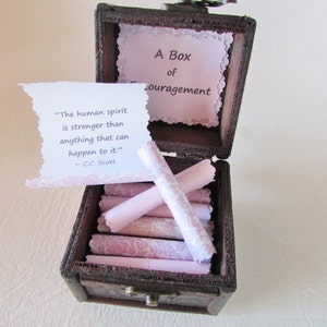 A Box of Encouragement Encouraging quotes in a wood box get well gift, cancer gift, care package, thinking of you, just because gift image 2