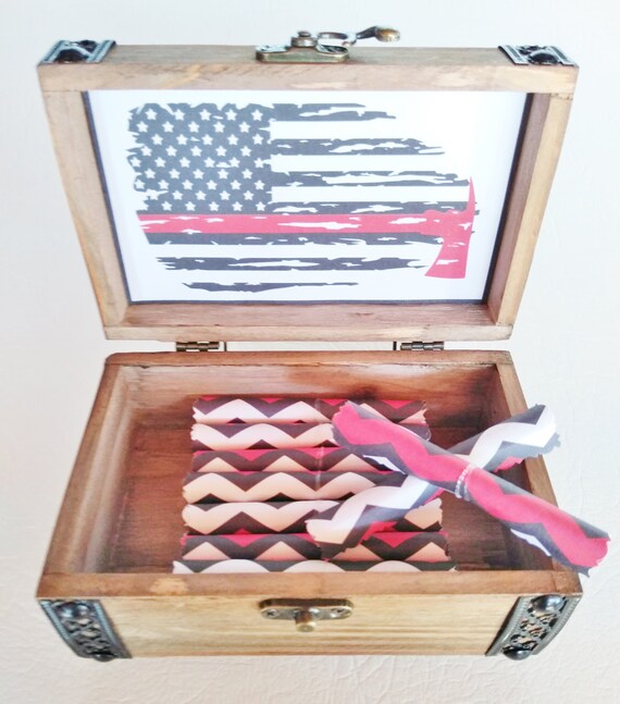 Sympathy Gift - Firefighter Memorial Box - Firefighter Thin Red Line - Bereavement Gift - Line of Duty Death - Grief Gift