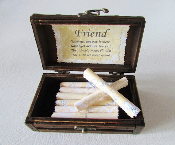 Friend Going Away, Friend Moving, Friend Gift, Friend Christmas Gift, Friend Birthday Gift, Friendship Scroll Box, Friend Quotes in Wood Box