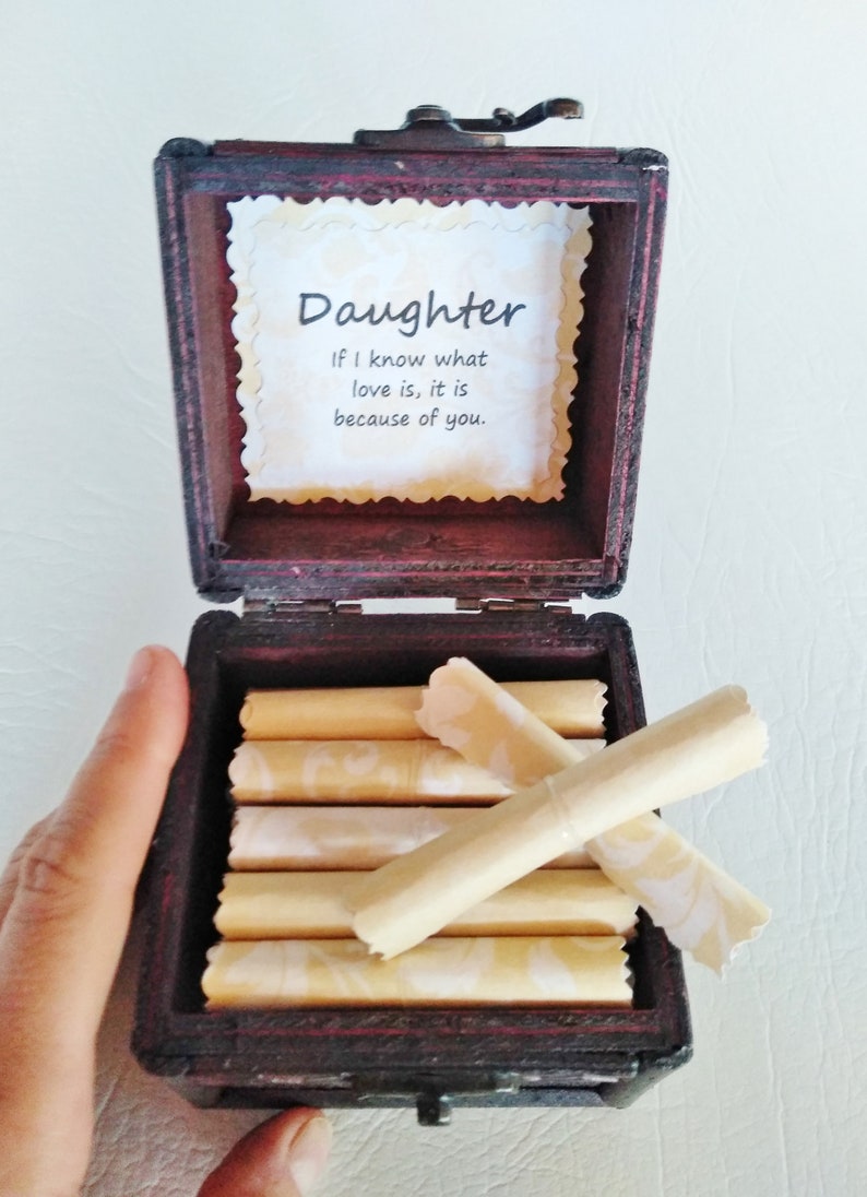 Daughter Scroll Box Sentimental daughter quotes in a wood box Daughter Gift Christmas Gift for Daughter Daughter Birthday Gift I know what love is