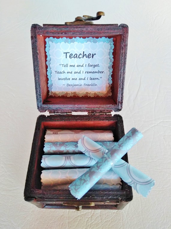 Teacher Scroll Box - inspirational teacher quotes in a wood box, unique teacher gift, teacher Christmas gift, teacher appreciation