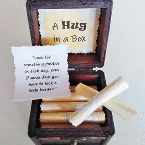 A Hug in a Box Caregiver Gift uplifting quotes in a wood box support gift caretaker gift husband cancer wife cancer image 7