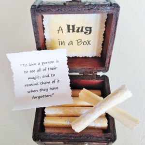 A Hug in a Box Caregiver Gift uplifting quotes in a wood box support gift caretaker gift husband cancer wife cancer image 8