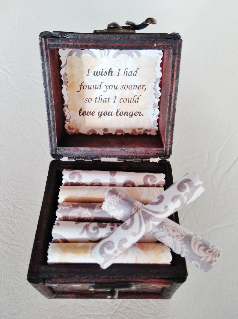 Love Scroll Box - Romantic love quotes in a keepsake wood jewelry chest Found You Sooner...