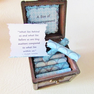A Box of Encouragement, enouraging quotes in a wood box get well gift, lung cancer gift, ovarian cancer gift, divorce gift, breakup gift image 6