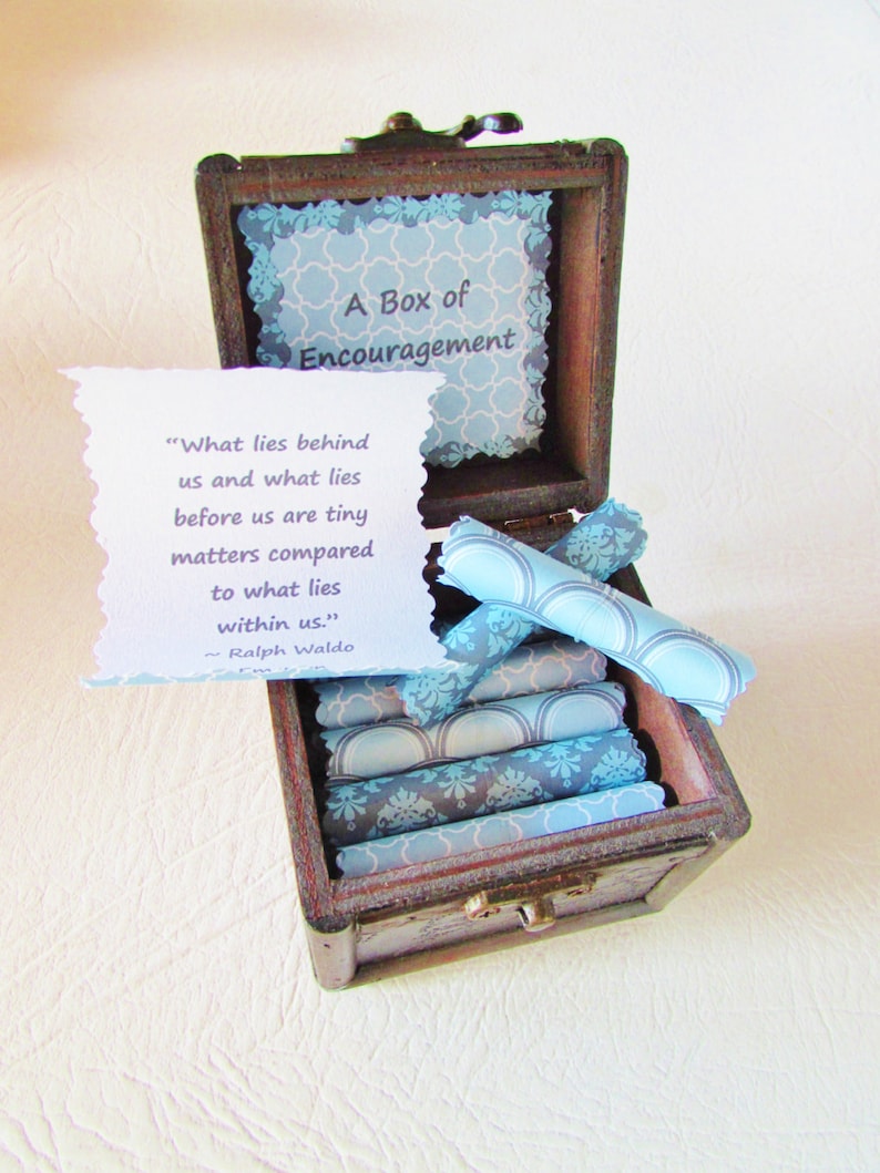 A Box of Encouragement Get Well Gift Cancer Gift Encouraging Quotes in a Wood Box image 9